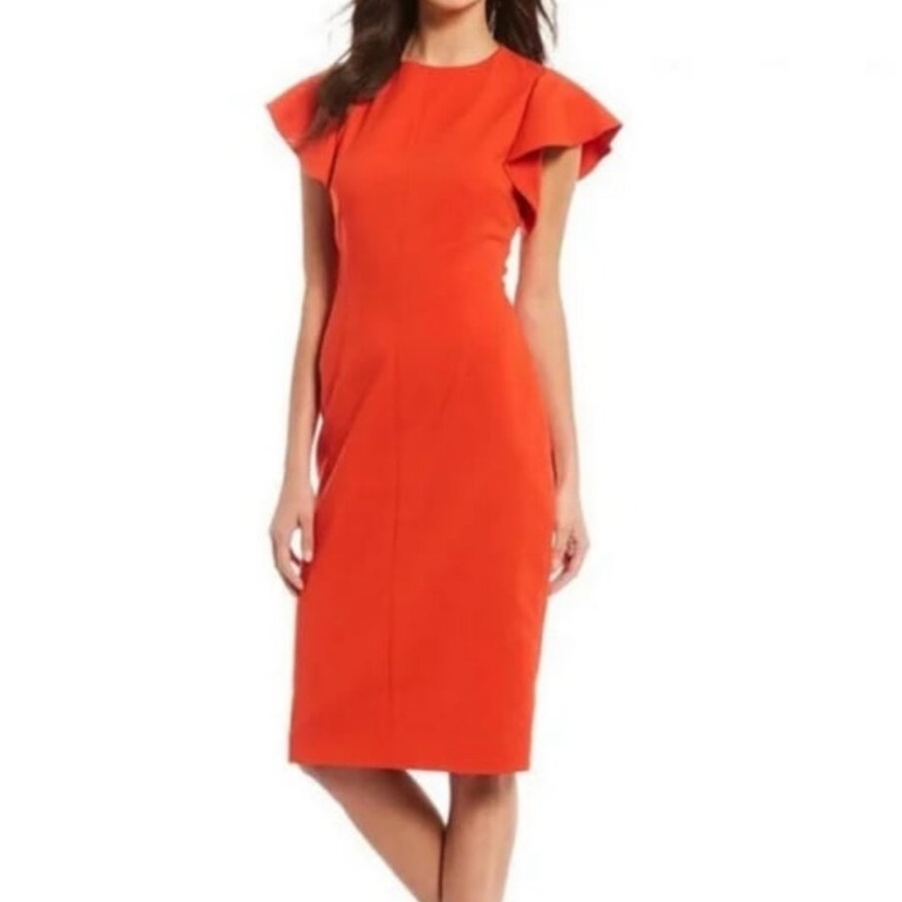 ANTONIO MELANI Vibrant Orange Midi Dress NWT Size 12